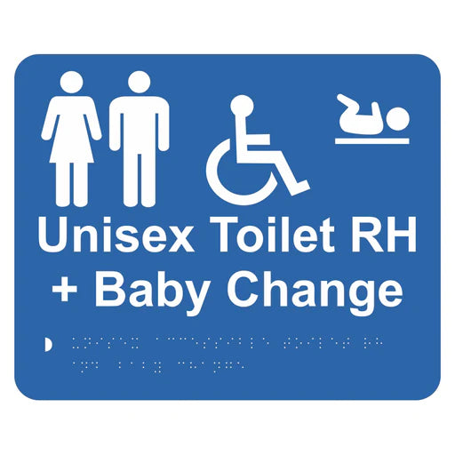 Braille Sign - Unisex Accessible Toilet RH & Baby Change