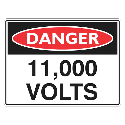 Danger Sign – 11,000 Volts - Premium Nameplates