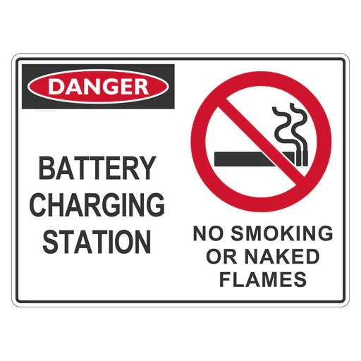 Danger Sign – Battery Charging Station – No Smoking - Premium Nameplates