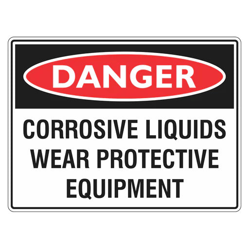 Danger Sign – Corrosive Liquids Wear Protective Equipment - Premium Nameplates
