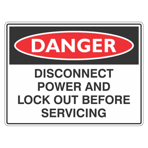 Danger Sign – Disconnect Power And Lock Out Before Servicing - Premium Nameplates