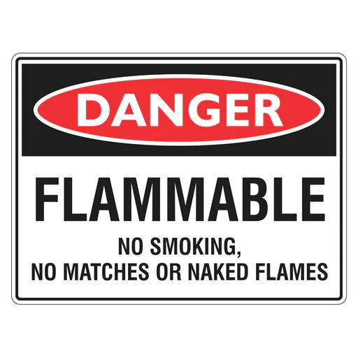 Danger Sign – Flammable No Smoking, No Matches Or Naked - Premium Nameplates