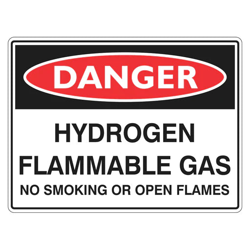 Danger Sign – Hydrogen Flammable Gas No Smoking - Premium Nameplates