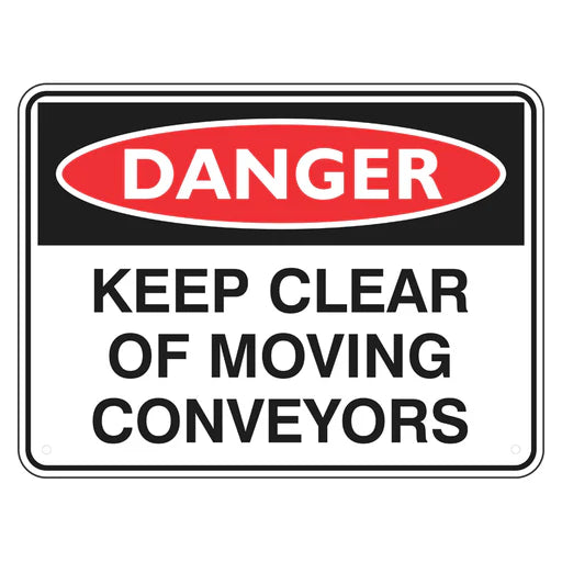 Danger Sign – Keep Clear Of Moving Conveyors - Premium Nameplates