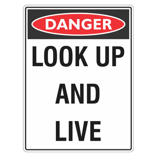 Danger Sign – Look Up And Live - Premium Nameplates