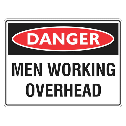 Danger Sign – Men Working Overhead - Premium Nameplates