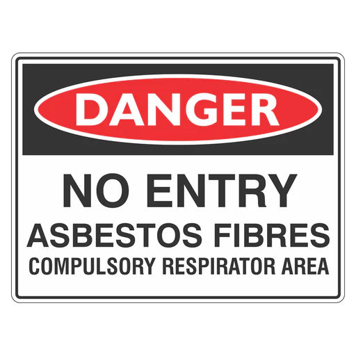 Danger Sign – No Entry Asbestos Fibres - Premium Nameplates