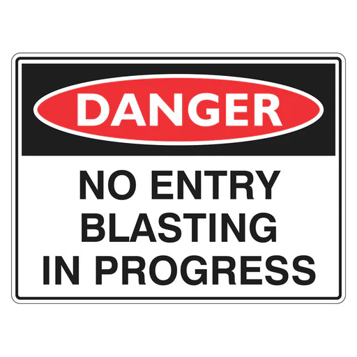 Danger Sign – No Entry Blasting In Progress - Premium Nameplates