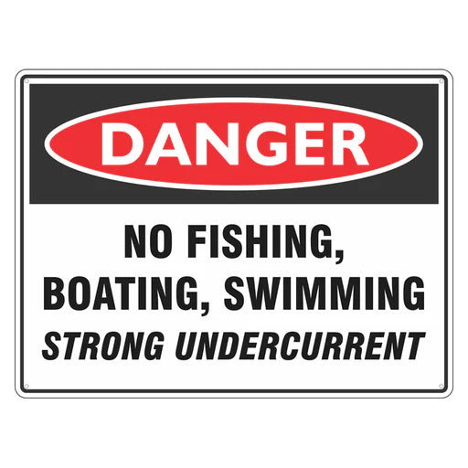 Danger Sign – No Fishing, Boating, Swimming - Premium Nameplates