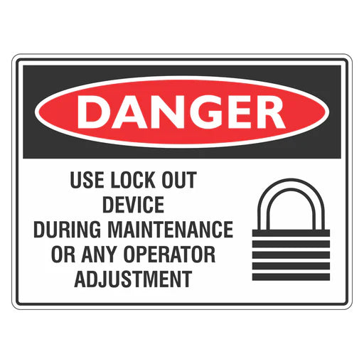 Danger Sign – Use Lock Out Device During Maintenance - Premium Nameplates