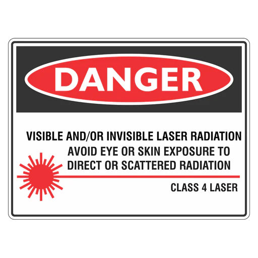 Danger Sign – Visible / Invisible Laser Radiation Avoid Eye or Skin Exposure - Premium Nameplates