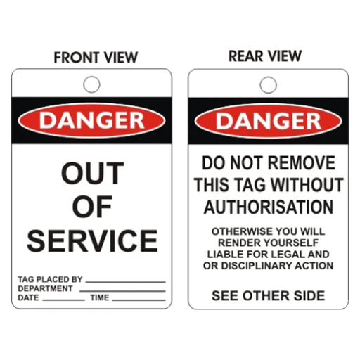 Danger Tags - Out Of Service