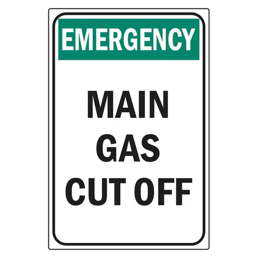 Emergency Sign - Main Gas Cut Off - Premium Nameplates
