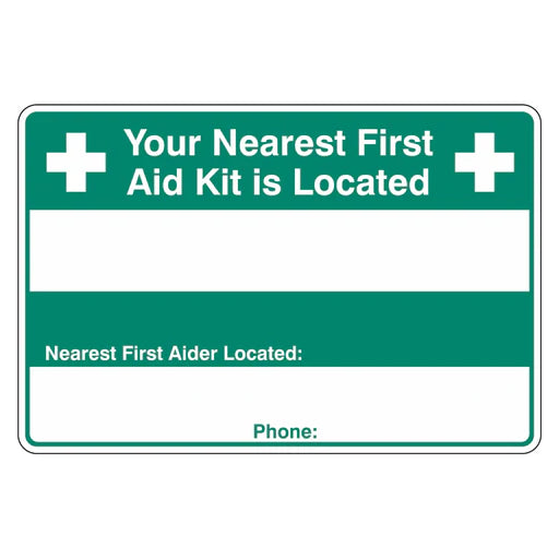 Emergency Sign - Your Nearest First Aid Kit Is Located: - Premium Nameplates