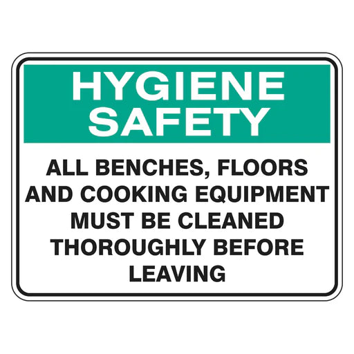 Hygiene Sign - All Benches Must Be Cleaned Before Leaving