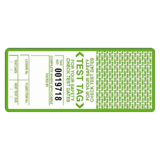 Self Laminating Test Tags With Security Flap - Green