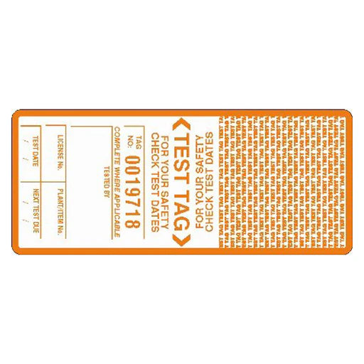 Self Laminating Test Tags With Security Flap - Orange