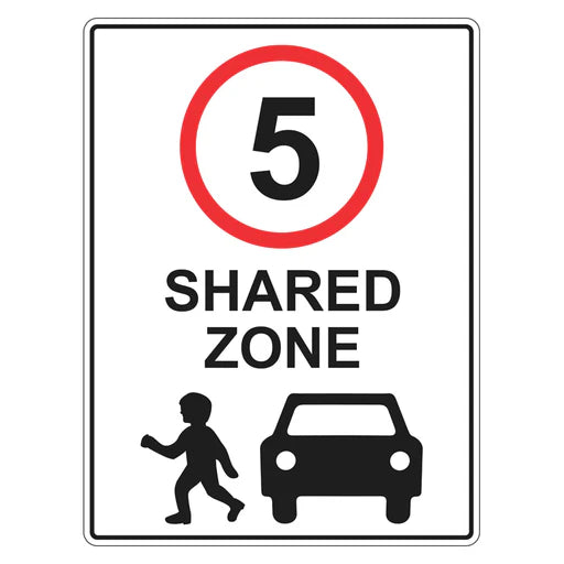 Speed Limit Sign - 5km Shared Zone