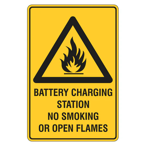 Warning Sign - Battery Charging Station No Smoking Or Open Flames