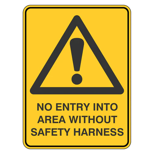Warning Sign - No Entry Into Area Without Safety Harness