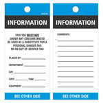 Blue Information Tags - Tear Proof Synthetic Safety Tags