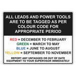 Construction Sign - All Leads And Power Tools Are To Be Tagged