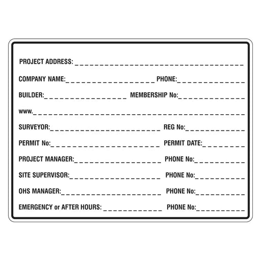 Construction Sign - Site Details