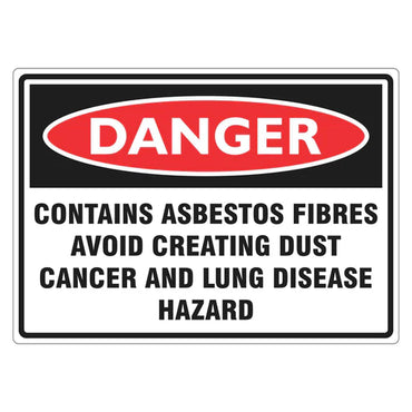 Danger Sign – Contains Asbestos Fibres Avoid Creating Dust - Premium Nameplates