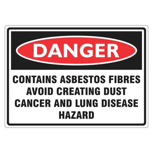 Danger Sign – Contains Asbestos Fibres Avoid Creating Dust - Premium Nameplates