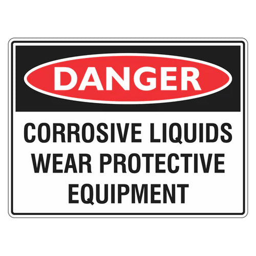 Danger Sign – Corrosive Liquids Wear Protective Equipment - Premium Nameplates