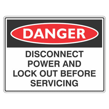 Danger Sign – Disconnect Power And Lock Out Before Servicing - Premium Nameplates