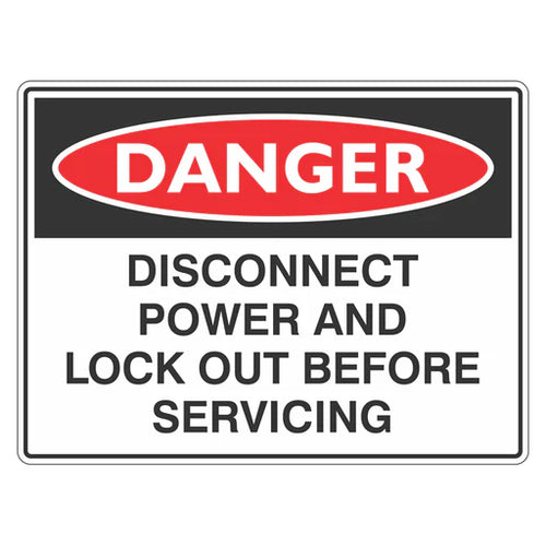 Danger Sign – Disconnect Power And Lock Out Before Servicing - Premium Nameplates