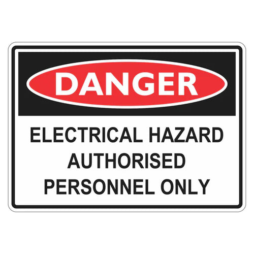 Danger Sign – Electrical Hazard Authorised Personnel Only - Premium Nameplates