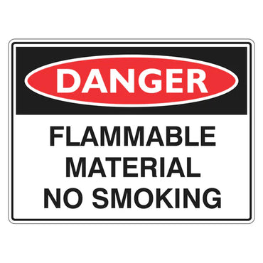 Danger Sign – Flammable Material No Smoking - Premium Nameplates