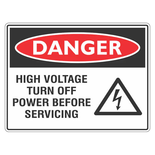 Danger Sign – High Voltage Turn Off Power Before Servicing – Premium ...