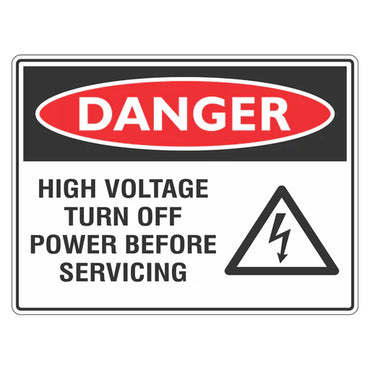 Danger Sign – High Voltage Turn Off Power Before Servicing - Premium Nameplates