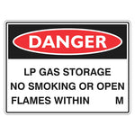 Danger Sign – LP Gas Storage No Smoking Within __ M - Premium Nameplates