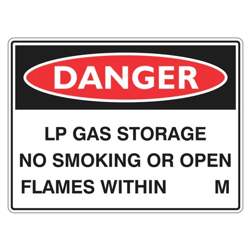 Danger Sign – LP Gas Storage No Smoking Within __ M - Premium Nameplates