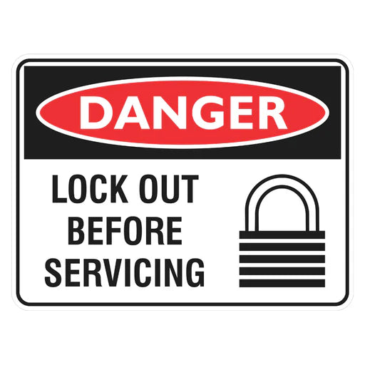 Danger Sign – Lock Out Before Servicing - Premium Nameplates