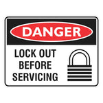 Danger Sign – Lock Out Before Servicing - Premium Nameplates