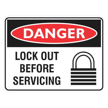 Danger Sign – Lock Out Before Servicing - Premium Nameplates
