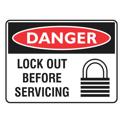 Danger Sign – Lock Out Before Servicing - Premium Nameplates