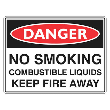 Danger Sign – No Smoking Combustible Liquids - Premium Nameplates
