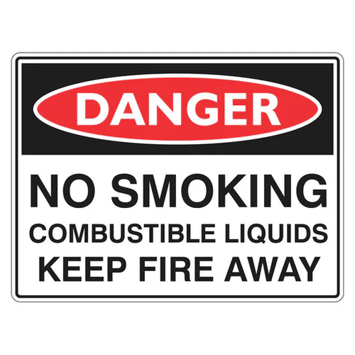 Danger Sign – No Smoking Combustible Liquids - Premium Nameplates