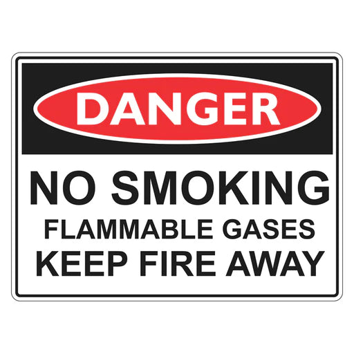 Danger Sign – No Smoking Flammable Gases - Premium Nameplates