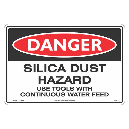 Danger Sign - Silica Dust Hazard Use Tools With Continuous Water Feed