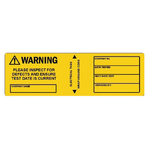 Electrical Test Tags - Yellow – Premium Nameplates