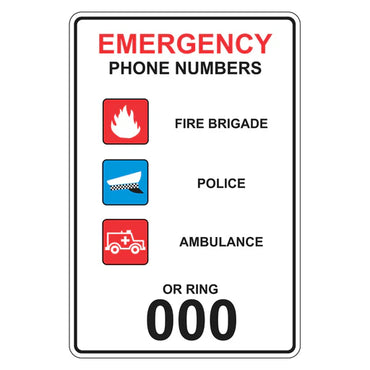Emergency Sign - Emergency Phone Numbers - Premium Nameplates