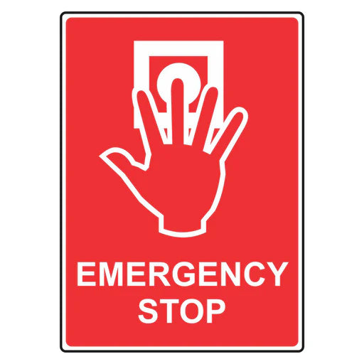 Emergency Sign - Emergency Stop - Premium Nameplates