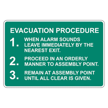 Emergency Sign - Evacuation Procedure - Premium Nameplates
